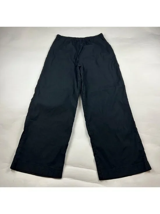 Athleta Black Linen Blend Paradise Wide Leg Lounge Pant S - Picture 1 of 7
